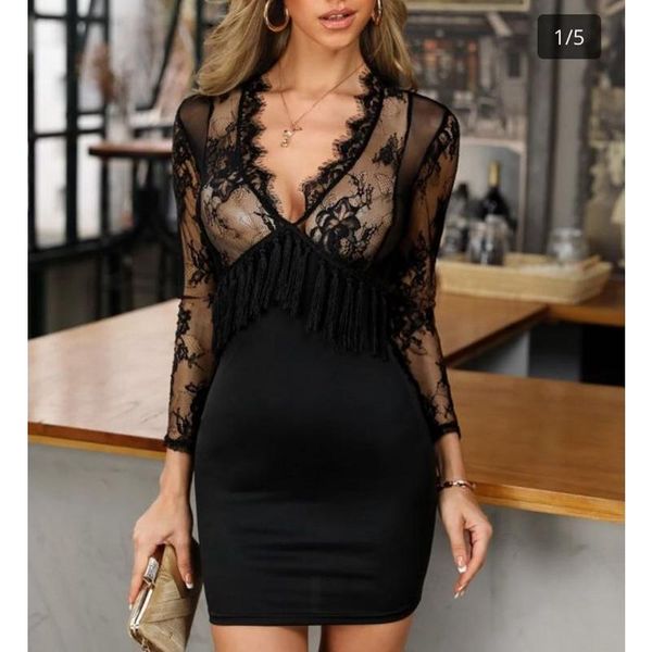 casual dresses 2021 style spring outfit black dress sheer lace long sleeve tassel formal party elegant ladies vestidos, Black;gray
casual dresses 2021 style spring outfit black dress sheer lace long sleeve tassel formal party elegant ladies vestidos, Black;gray