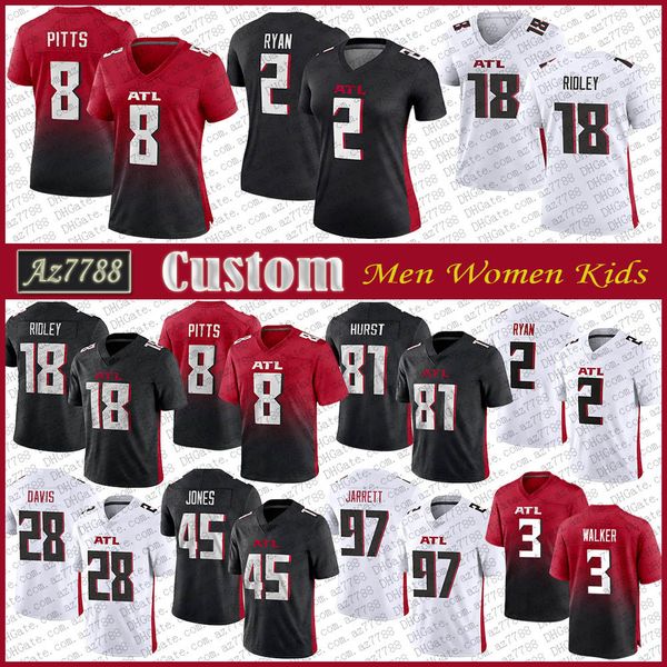 atl 8 kyle pitts 2 matt ryan 18 ridley custom men women kids football jersey 97 grady jarrett 45 deion jones 21 sanders 7 younghoe koo micha, Black;red
atl 8 kyle pitts 2 matt ryan 18 ridley custom men women kids football jersey 97 grady jarrett 45 deion jones 21 sanders 7 younghoe koo micha, Black;red