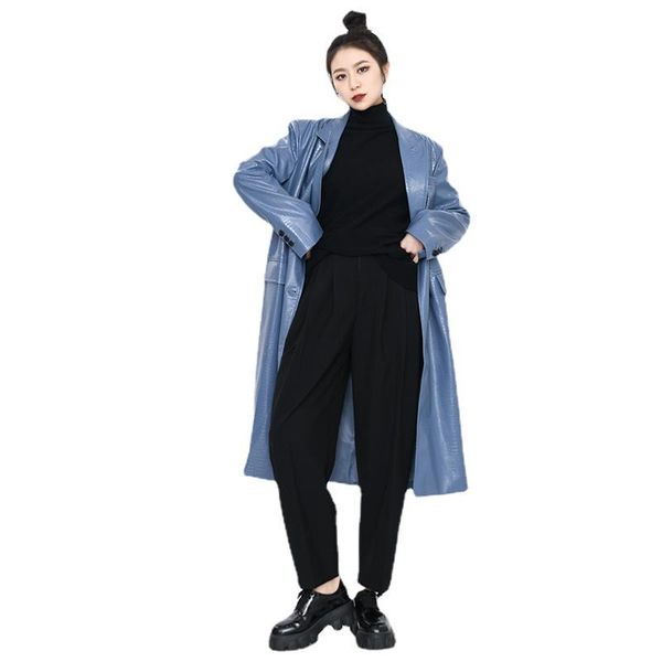 women's trench coats women blue pu leather big size long coat lapel sleeve loose windbreaker fashion spring autumn 2021, Tan;black
women's trench coats women blue pu leather big size long coat lapel sleeve loose windbreaker fashion spring autumn 2021, Tan;black