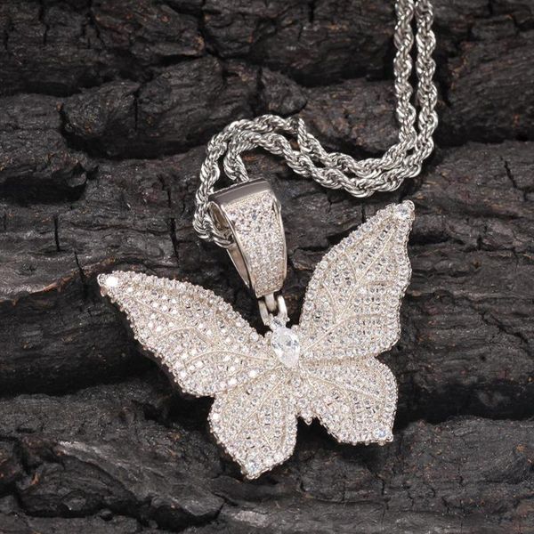 hiphop jewelry copper butterfly pendant necklaces iced out cubic zirconia charms chic accessories for drop, Silver
hiphop jewelry copper butterfly pendant necklaces iced out cubic zirconia charms chic accessories for drop, Silver
