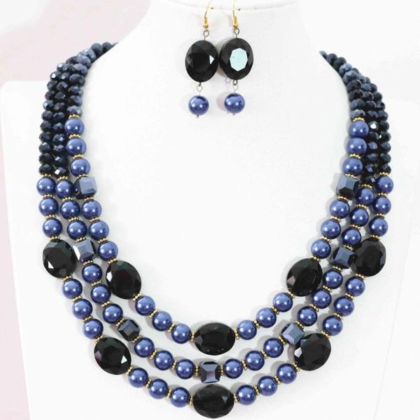 earrings & necklace 3rows for women blue round shell crystal beads elegant gift wholesale unique jewelry set 18-21.5inch b1002, Silver
earrings & necklace 3rows for women blue round shell crystal beads elegant gift wholesale unique jewelry set 18-21.5inch b1002, Silver