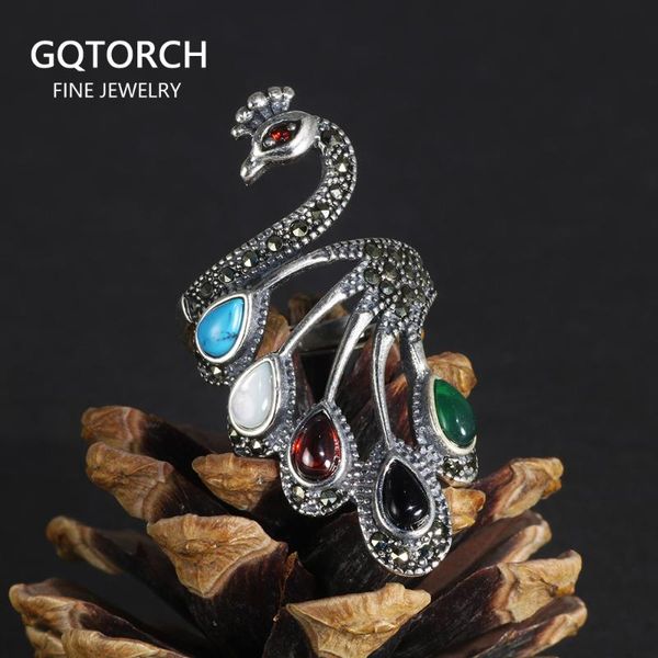 cluster rings peacock for women real pure 925 sterling silver jewelry with red garnet stone natural black onyx animal bird ring, Golden;silver 
cluster rings peacock for women real pure 925 sterling silver jewelry with red garnet stone natural black onyx animal bird ring, Golden;silver