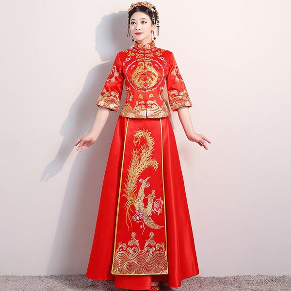 chinese style bride embroidery cheongsam wedding ceremony dresses costume evening dress show clothing slim phoenix qipao, Red
chinese style bride embroidery cheongsam wedding ceremony dresses costume evening dress show clothing slim phoenix qipao, Red