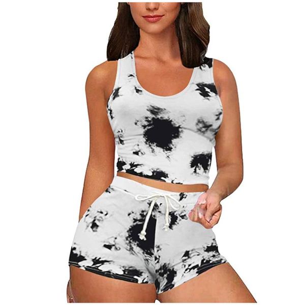 women tie-dye print sports sets outdoor yoga suit breathable vest sling sleeveless tank and bandage shorts summer casual set #4 outfits, White;red
women tie-dye print sports sets outdoor yoga suit breathable vest sling sleeveless tank and bandage shorts summer casual set #4 outfits, White;red