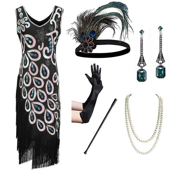 casual dresses women 1920s vintage great gatsby double v-neck sleeveless beaded sequin tassel art deco flapper party dress for accessories, Black;gray
casual dresses women 1920s vintage great gatsby double v-neck sleeveless beaded sequin tassel art deco flapper party dress for accessories, Black;gray