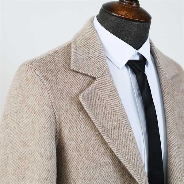 double woolen warm medium length coat for man notched collar men's winter french business jacket blue and khaki stripe wool coat 211122, Black
double woolen warm medium length coat for man notched collar men's winter french business jacket blue and khaki stripe wool coat 211122, Black