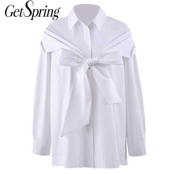 getspring women blouse white shirt elegant s bow bandage ladies fashion long irregular 210601
getspring women blouse white shirt elegant s bow bandage ladies fashion long irregular 210601