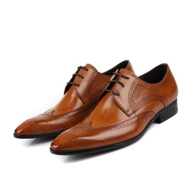 dress shoes pointed toe lace up business men genuine leather wedding trendy carving office work mens size 37-44, Black
dress shoes pointed toe lace up business men genuine leather wedding trendy carving office work mens size 37-44, Black