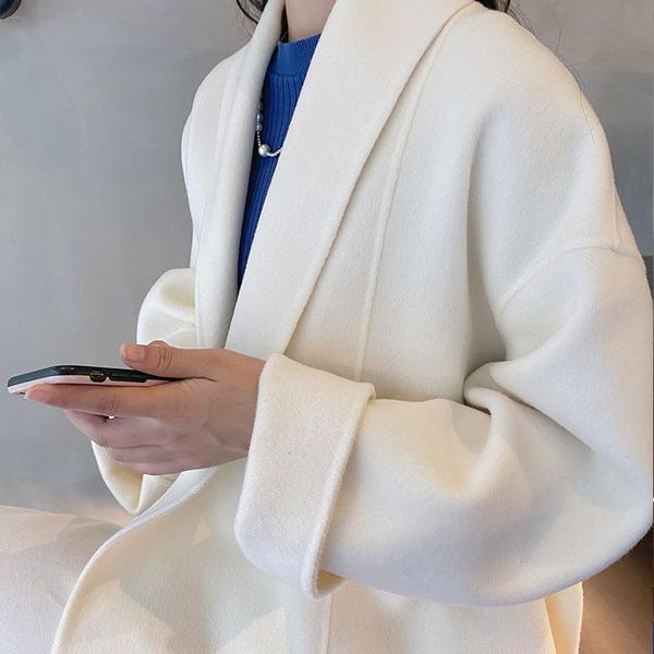 women's wool & blends "anfiona" white double-sided cashmere coat nightgown style belt lapel, Black
women's wool & blends "anfiona" white double-sided cashmere coat nightgown style belt lapel, Black