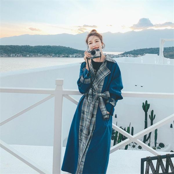 women's trench coats autumn fashion classic plaid coat for women windbreaker 2021 spring korean office lady femme, Tan;black
women's trench coats autumn fashion classic plaid coat for women windbreaker 2021 spring korean office lady femme, Tan;black