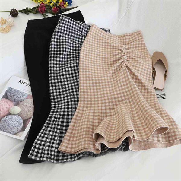 mermaid high waist step women skirt long autumn winter retro plaid tight hip button pleated knit skirts, Black
mermaid high waist step women skirt long autumn winter retro plaid tight hip button pleated knit skirts, Black