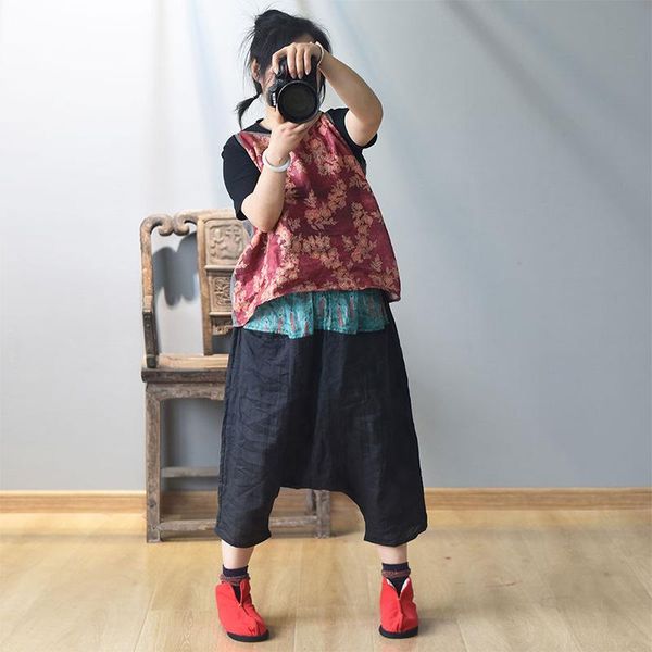 women's pants & capris women loose patchwork ramie calf length ladies elastic waist spliced trousers female 2021 summer, Black;white
women's pants & capris women loose patchwork ramie calf length ladies elastic waist spliced trousers female 2021 summer, Black;white