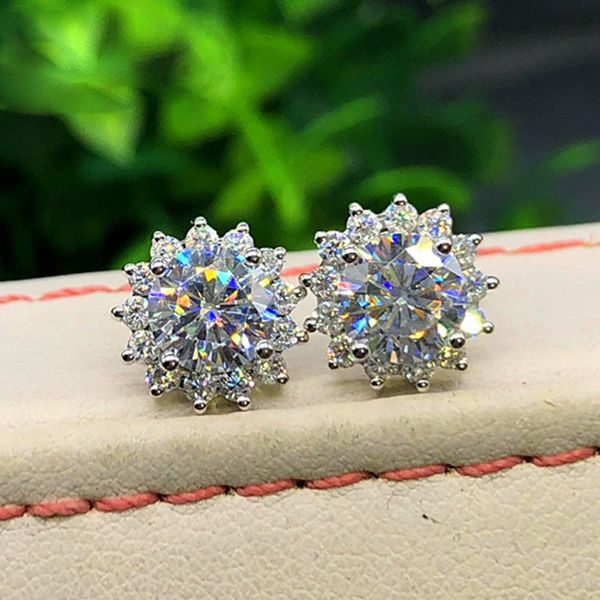 stud simple female earrings 925 sterling silver snowflower full inlaid zircon for women jewelry fashion statement bijoux, Golden;silver