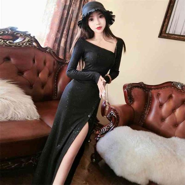 spring autumn women's dress solid color split long-sleeved korean style slimming female es gx183 210507, Black;gray
spring autumn women's dress solid color split long-sleeved korean style slimming female es gx183 210507, Black;gray