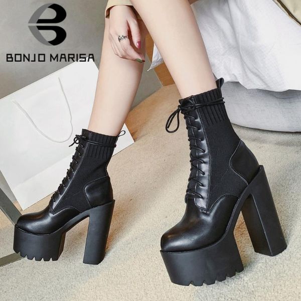 boots bonjomarisa brand quality high heels platform chic winter shoes women shoelaces cool knitting sock ankle boot female, Black
boots bonjomarisa brand quality high heels platform chic winter shoes women shoelaces cool knitting sock ankle boot female, Black
