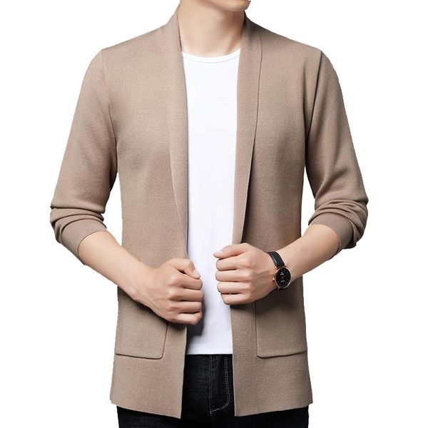 men's sweaters man knit sweater cardigan coat long knitted men, White;black