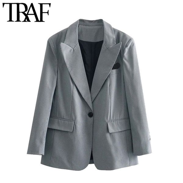 women fashion single button loose-fitting blazer coat vintage long sleeve pockets female outerwear chic veste 210507, White;black
women fashion single button loose-fitting blazer coat vintage long sleeve pockets female outerwear chic veste 210507, White;black