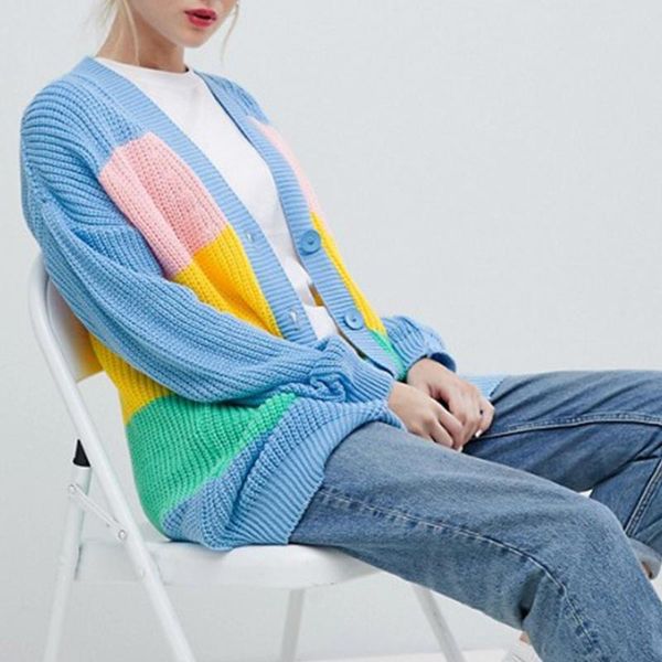 women's sweaters cardigans women autumn winter 2021 striped knitting sweater loose button jumper for female causal, White;black
women's sweaters cardigans women autumn winter 2021 striped knitting sweater loose button jumper for female causal, White;black