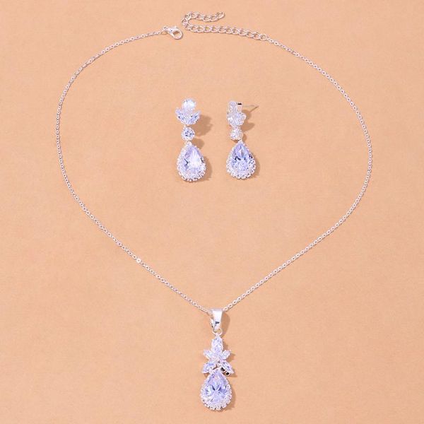 earrings & necklace bride wedding luxury jewelry set zircon tassels exquisite lady party dress accessories ea, Silver
earrings & necklace bride wedding luxury jewelry set zircon tassels exquisite lady party dress accessories ea, Silver