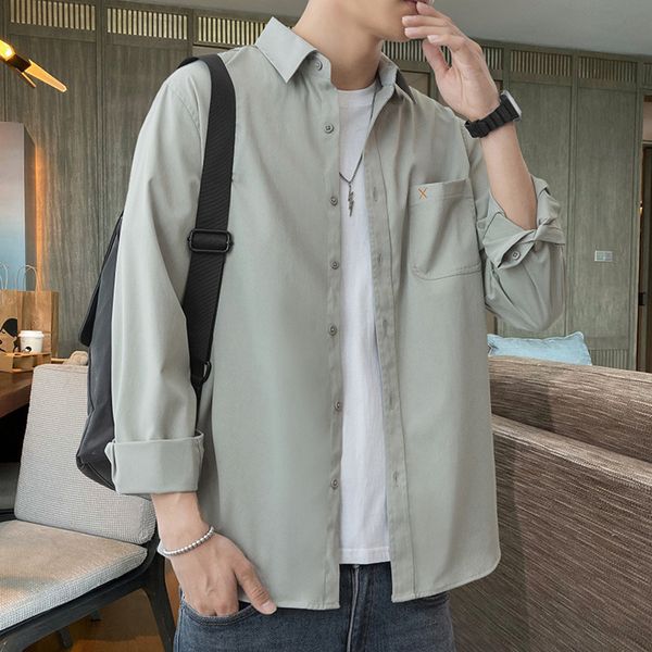 shirt men's 2021 new loose long sve et korean fashion casual no iron ruffian handsome shirt men, White;black
shirt men's 2021 new loose long sve et korean fashion casual no iron ruffian handsome shirt men, White;black