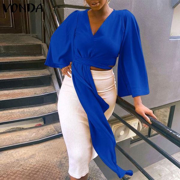 women's blouses & shirts autumn lady blouse vonda women casual solid color flare sleeve tunic office v neck zipper blusas feminina, White
women's blouses & shirts autumn lady blouse vonda women casual solid color flare sleeve tunic office v neck zipper blusas feminina, White