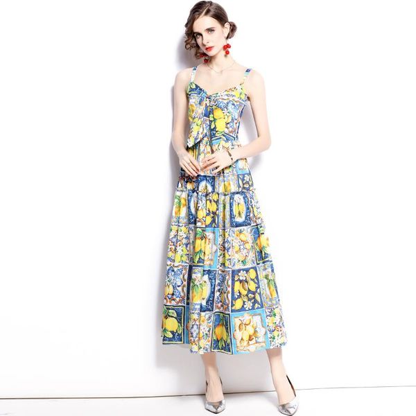 casual dresses spaghetti strap bow beach women summer fashion runway elegant lemon blue white porcelain print party long dress, Black;gray
casual dresses spaghetti strap bow beach women summer fashion runway elegant lemon blue white porcelain print party long dress, Black;gray