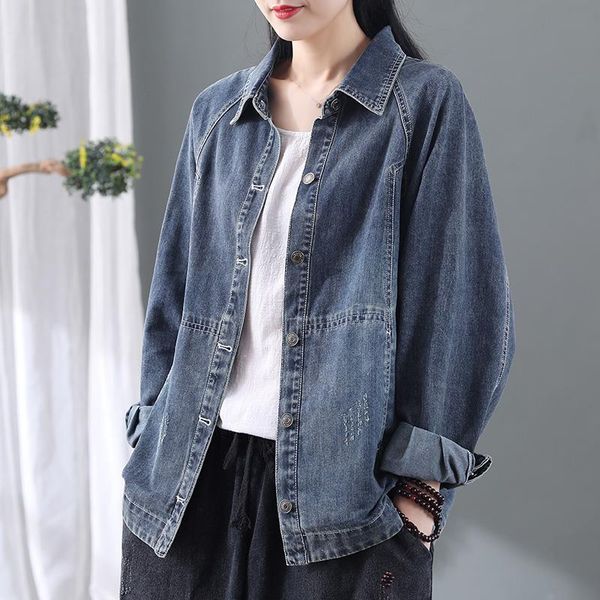 women's jackets women long sleeve denim large size vintage loose 2021 autumn casual long-sleeved single breasted fashion coat, Black;brown
women's jackets women long sleeve denim large size vintage loose 2021 autumn casual long-sleeved single breasted fashion coat, Black;brown
