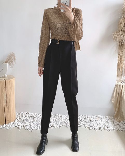 women's pants & capris casual harem female pant suit high waist buckle side loose feminine trousers solid all-match radish pantalon muj, Black;white
women's pants & capris casual harem female pant suit high waist buckle side loose feminine trousers solid all-match radish pantalon muj, Black;white