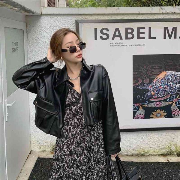 fashion long sleeve pu leather jacket women's short motorcycle jacket, Black
fashion long sleeve pu leather jacket women's short motorcycle jacket, Black