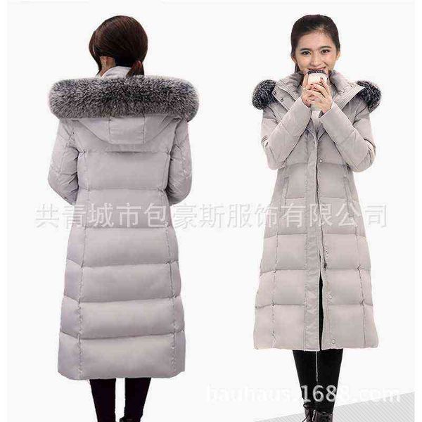 new large hairy collar long knee thickened waist slimming down jacket korean women's fashion, Black
new large hairy collar long knee thickened waist slimming down jacket korean women's fashion, Black