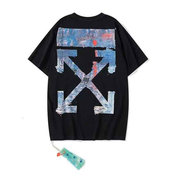 trendy color oil painting arrow print short sleeve t-shirt men's and women's loose half, White;black
trendy color oil painting arrow print short sleeve t-shirt men's and women's loose half, White;black