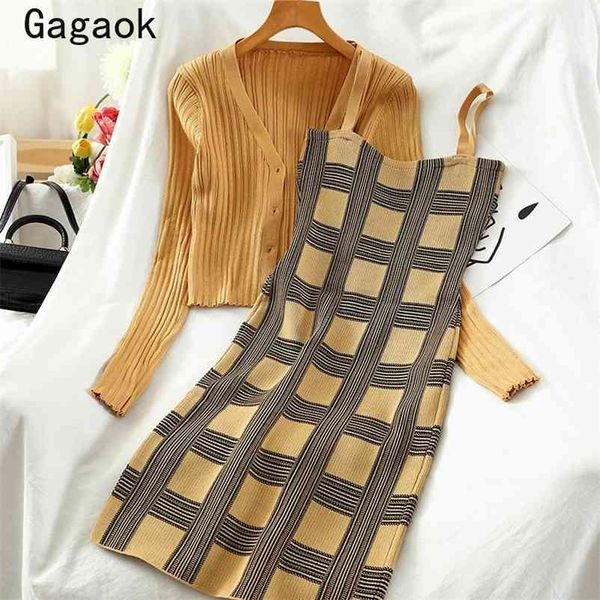 knitted prairie chic women fashion two piece set spring autumn v-neck short solid coat +mini plaid dress k3810 210531, White
knitted prairie chic women fashion two piece set spring autumn v-neck short solid coat +mini plaid dress k3810 210531, White