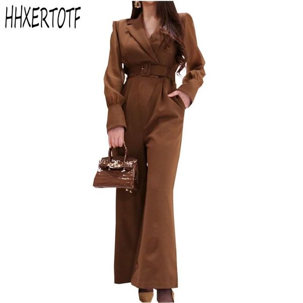 women's jumpsuits & rompers 2021 spring high waist belted women v neck ol office wear formal work, Black;white 
women's jumpsuits & rompers 2021 spring high waist belted women v neck ol office wear formal work, Black;white