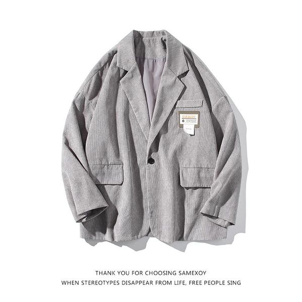 men's suits & blazers mens corduroy striped for korean fashion trends spring and autumn casual clothing teens loose fit black suit jac, White;black
men's suits & blazers mens corduroy striped for korean fashion trends spring and autumn casual clothing teens loose fit black suit jac, White;black