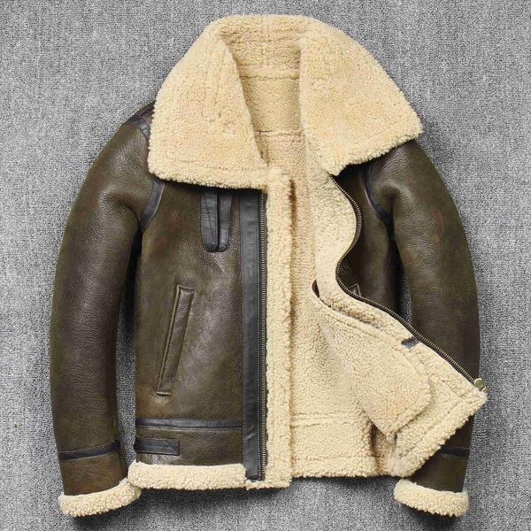 men's leather & faux winter 2021 bomber genuine jacket men sheep shearling lambskin warm jackets japanese version b3 fur collar, Black
men's leather & faux winter 2021 bomber genuine jacket men sheep shearling lambskin warm jackets japanese version b3 fur collar, Black