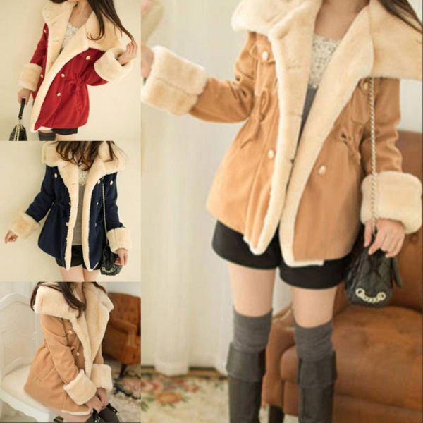 women's wool & blends thick plush coat zip warm self cultivation show thin double breasted college, Black
women's wool & blends thick plush coat zip warm self cultivation show thin double breasted college, Black