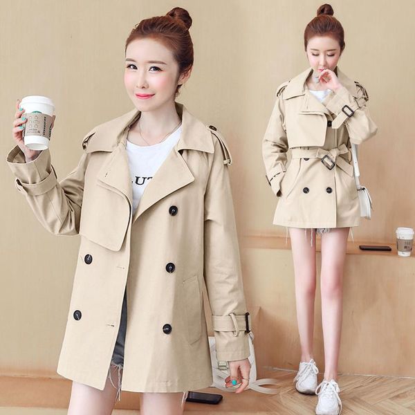 women's trench coats short women windbreaker 2021 spring autumn korean double breasted lapel with belt ladies coat casual overwear femi, Tan;black
women's trench coats short women windbreaker 2021 spring autumn korean double breasted lapel with belt ladies coat casual overwear femi, Tan;black
