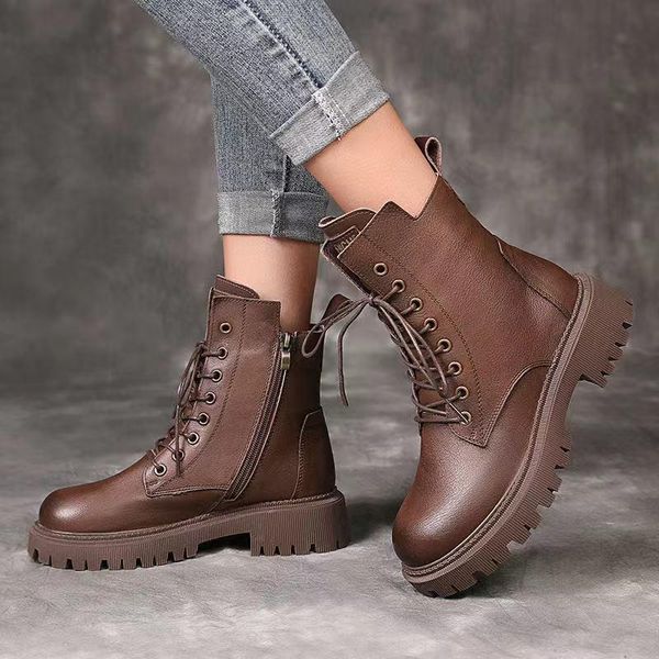 soft artificial leather martn boots women's brown shoes 2021 autumn and winter flat platform ankle motorcycle, Black
soft artificial leather martn boots women's brown shoes 2021 autumn and winter flat platform ankle motorcycle, Black