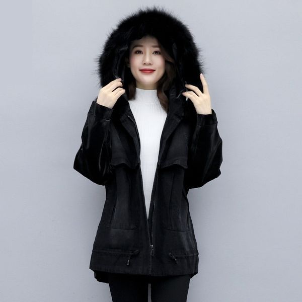 jacket winter fox fur collar hooded jeans jacket coat women big size loose thick warm black mid long parkas female, Black;brown
jacket winter fox fur collar hooded jeans jacket coat women big size loose thick warm black mid long parkas female, Black;brown
