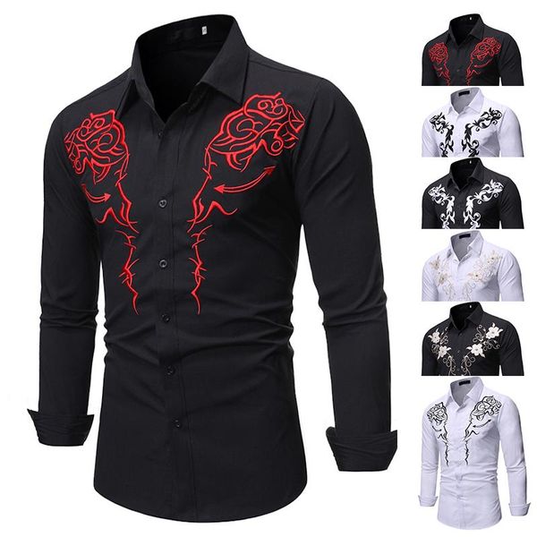 men's casual shirts western embroideried shirt long sleeve men smart, White;black
men's casual shirts western embroideried shirt long sleeve men smart, White;black