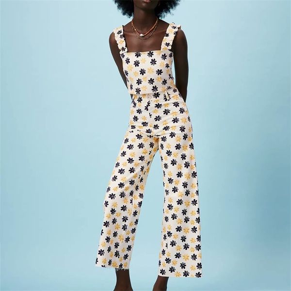 women summer print suits 2-pieces sets za tank and wide leg pants female sweet casual two-piece set clothing 210513, White
women summer print suits 2-pieces sets za tank and wide leg pants female sweet casual two-piece set clothing 210513, White