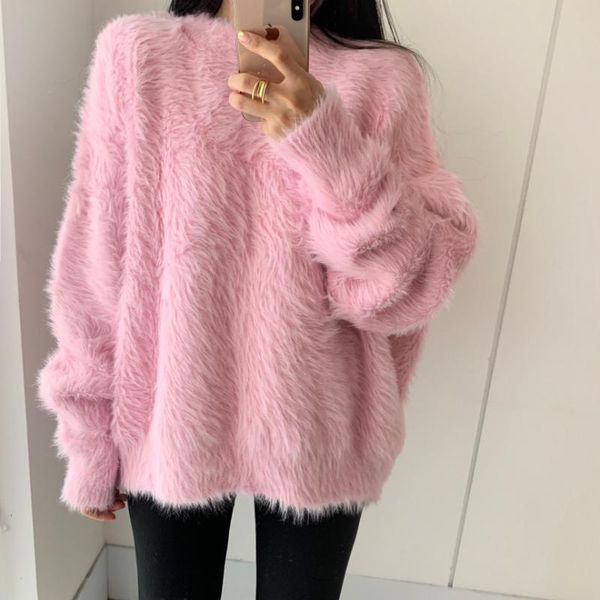 women's sweaters korean fall winter thicken o-neck pullover women sweater casual knitted loose mink cashmere for, White;black
women's sweaters korean fall winter thicken o-neck pullover women sweater casual knitted loose mink cashmere for, White;black