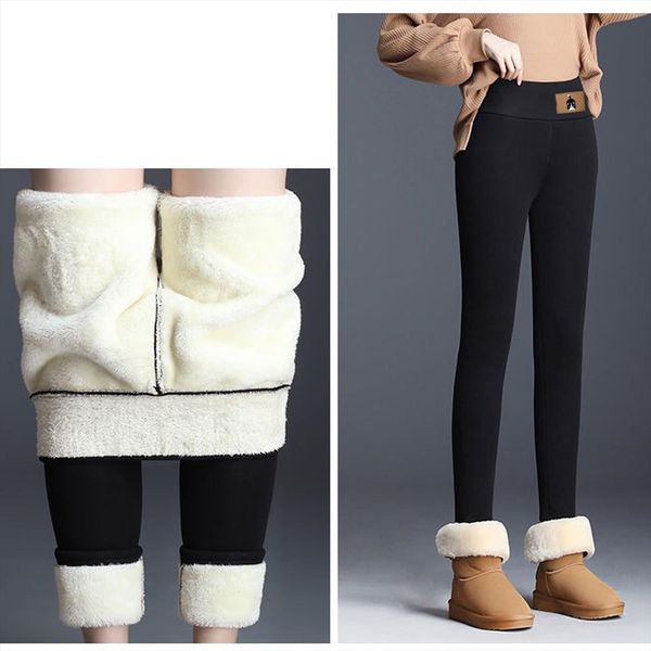 warm pants winter skinny thick womens legging velvet fleece leggins trousers cold resistant plus female leggings, Black