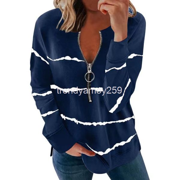 women's t-shirt fall women's loose pullover v-neck zipper stripe long sleeve t-shirt, White
women's t-shirt fall women's loose pullover v-neck zipper stripe long sleeve t-shirt, White