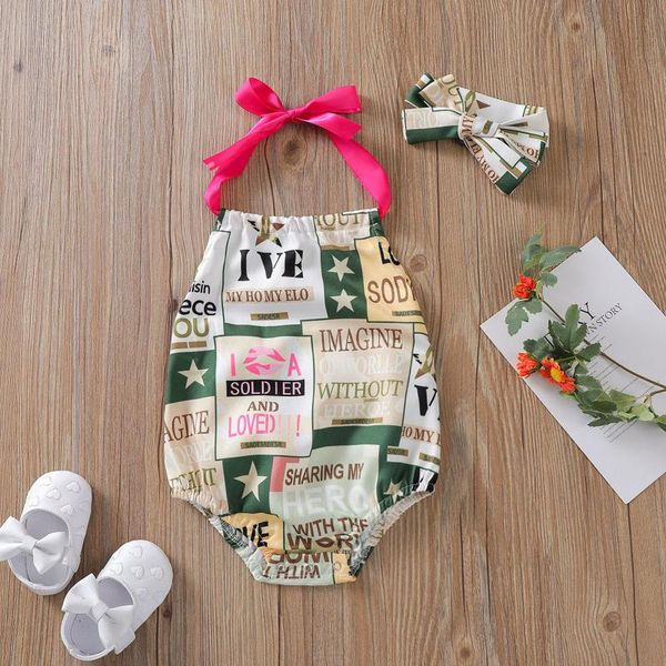 rompers summer toddler baby letter print lace-up halter neck backless bodysuit + headband 2pcs set for girls 3-24 months, Blue
rompers summer toddler baby letter print lace-up halter neck backless bodysuit + headband 2pcs set for girls 3-24 months, Blue