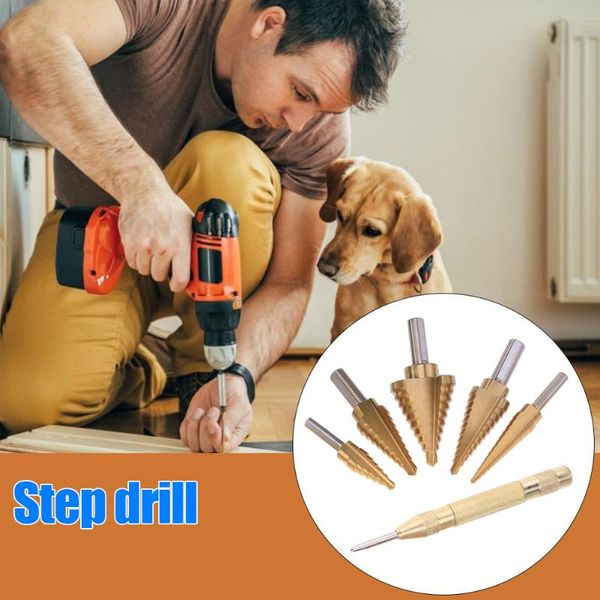 professional hand tool sets 6pcs cone cutting drill step bit set hss groove straight metal wood hole opener with center punch cutter practic
professional hand tool sets 6pcs cone cutting drill step bit set hss groove straight metal wood hole opener with center punch cutter practic