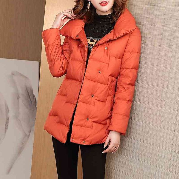 2019 winter new white duck down jacket women's medium and long fashion slim stand collar, Black
2019 winter new white duck down jacket women's medium and long fashion slim stand collar, Black