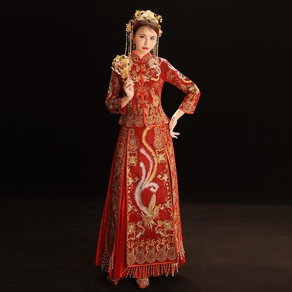 red phoenix embroidery wedding bride chinese style cheongsam traditional long qipao women's marry clothes ethnic clothing
red phoenix embroidery wedding bride chinese style cheongsam traditional long qipao women's marry clothes ethnic clothing