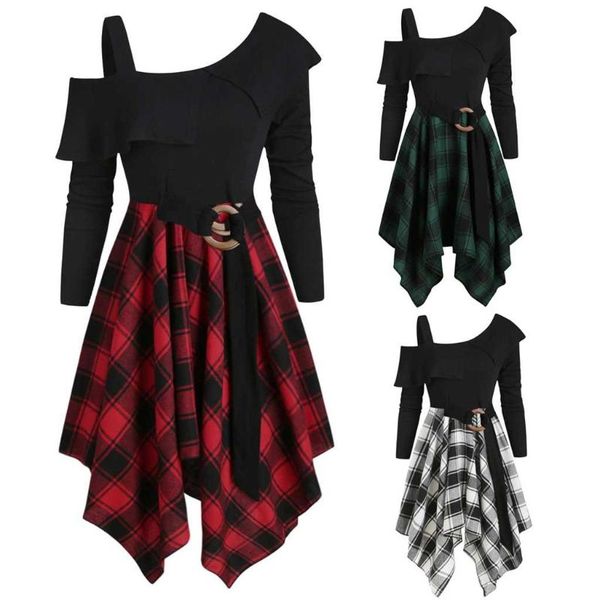 plus size plaid belted irregular dress ladies fashion cold shoulder women casual evening party vestido de fest dresses, Black;gray
plus size plaid belted irregular dress ladies fashion cold shoulder women casual evening party vestido de fest dresses, Black;gray