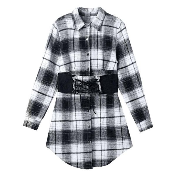 casual dresses women dress with waist belt 2021 spring summer deep v neck plaid printed pattern long sleeve button open front shirt, Black;gray
casual dresses women dress with waist belt 2021 spring summer deep v neck plaid printed pattern long sleeve button open front shirt, Black;gray